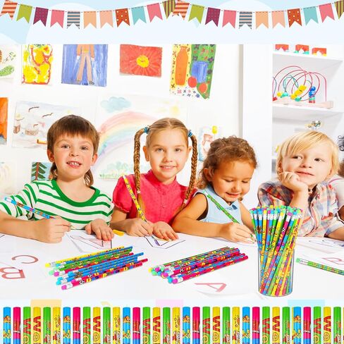 Teling 120 Pcs Kindergarten Pencils Fun Pencils for Kids Kindergarten Teachers Toddler Pencils for Beginners Classrooms Reward Birthday Party Kids Gifts School Office Sketching and Learning Activities in Saudi Arabia