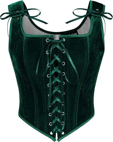 Scarlet Darkness Renaissance Corset Tops for Women Vintage Lace Up Overbust Velvet Bustier Bodice in Kuwait