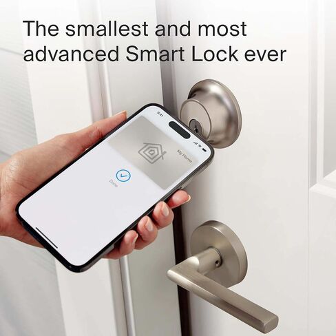 Level Lock+ Connect Wi-Fi Smart Lock Plus Apple Home Keys - Remotely Control from Anywhere - Includes Key Cards - Works with iOS, Android, Apple HomeKit, Amazon Alexa, Google Home (Satin Nickel) in Saudi Arabia
