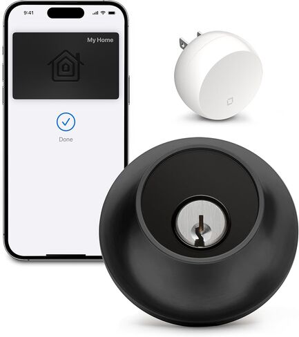 قفل المستوى + اتصال Wi-Fi Smart Lock بالإضافة إلى مفاتيح Apple Home - التحكم عن بعد من أي مكان - يتضمن بطاقات المفاتيح - يعمل مع iOS، Android، Apple HomeKit، Amazon Alexa، Google Home (Satin Nickel) in Kuwait
