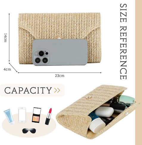 Oweisong Raffia Straw Clutch Purses for Women Summer Pearl Evening Handbags Woven Envelope Shoulder Bag for Beach 2024 in Saudi Arabia