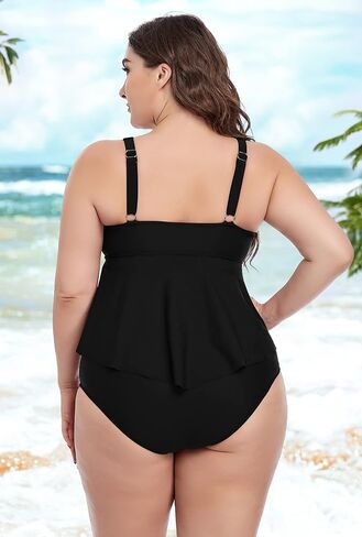 بدلة سباحة نسائية من Annbon مقاس كبير تانكيني مكشكشة للتحكم في البطن مكونة من قطعتين in Kuwait