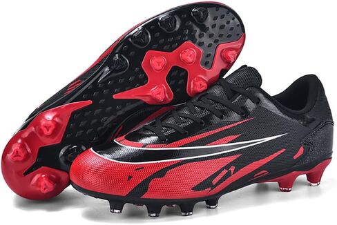 Mens Soccer Cleats Outdoor Spikes Black White Soccer Shoes for Men Professional High-Top Football Shoes Indoor Breathable Athletic Soccer Boots Professional Futsal Competition/Training Sneakers in Saudi Arabia