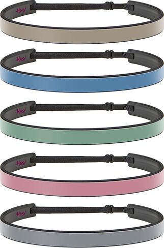 Hipsy Blades 5-pack Adjustable & Flexible No Slip Solid Basic Headbands Women's Fashion Sports 5/8" Head Bands for Women Girls & Teens (Medium Grey/Mauve/Sage/Dusty Blue/Taupe 5pk) in Saudi Arabia