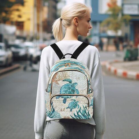 senya Vintage Ocean Sea Turtle Women Backpack Purse Travel Daypack Shoulder Bag in Saudi Arabia