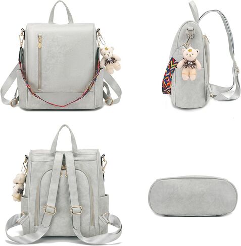 حقيبة ظهر نسائية من Soperwillton مصنوعة من جلد البولي يوريثان ومضادة للسرقة، حقيبة كتف أنيقة للسفر، مجموعة من 3 قطع in Kuwait