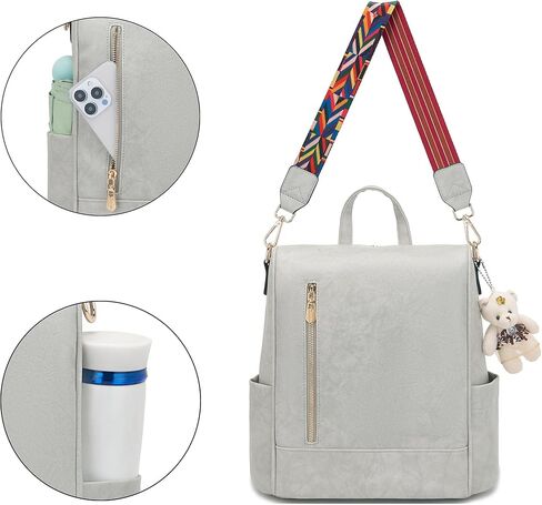 حقيبة ظهر نسائية من Soperwillton مصنوعة من جلد البولي يوريثان ومضادة للسرقة، حقيبة كتف أنيقة للسفر، مجموعة من 3 قطع in Kuwait