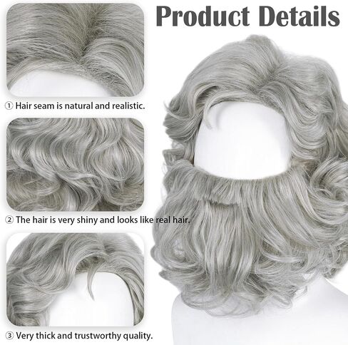 مجموعة شعر مستعار سانتا لحية وشعر مستعار رمادي من LABEAUTÉ Max Beauty Santa - شعر مستعار سانتا كلوز، حزمة شعر ولحية رمادية كلاسيكية لحفلات عيد الميلاد in Saudi Arabia