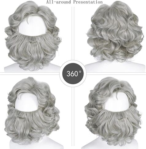 مجموعة شعر مستعار سانتا لحية وشعر مستعار رمادي من LABEAUTÉ Max Beauty Santa - شعر مستعار سانتا كلوز، حزمة شعر ولحية رمادية كلاسيكية لحفلات عيد الميلاد in Saudi Arabia