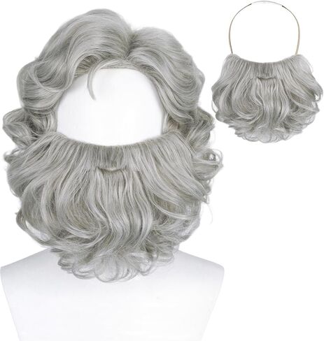 مجموعة شعر مستعار سانتا لحية وشعر مستعار رمادي من LABEAUTÉ Max Beauty Santa - شعر مستعار سانتا كلوز، حزمة شعر ولحية رمادية كلاسيكية لحفلات عيد الميلاد in Saudi Arabia