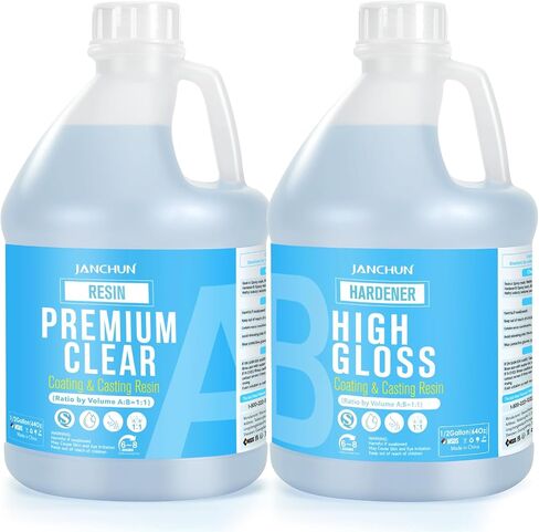 JANCHUN 1 Gallon Crystal Clear Epoxy Resin Kit,No Bubble High Gloss Casting and Coating for Art Resin, Jewelry Making, River Table Tops, DIY,Tumblers, Molds, Art Painting in Saudi Arabia