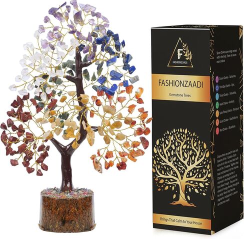 FASHIONZAADI Gemstone Tree - 7 Chakra, Natural Crystal Sculpture - Home Decor, Spiritual Gifts, Feng Shui in Kuwait