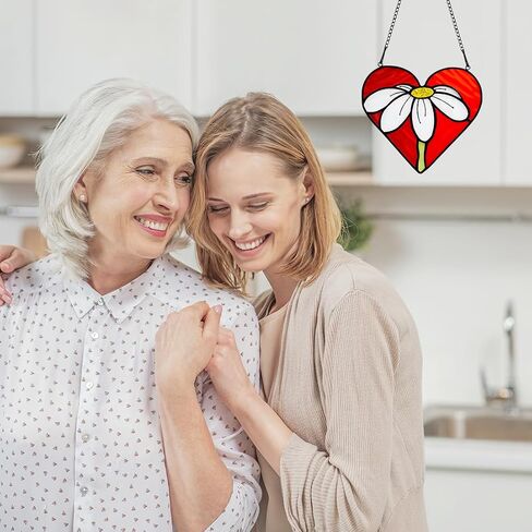 BOXCASA زجاج ملون ثلاثي الأبعاد للتعليق على النوافذ من الزجاج الملون، تمثال زجاجي للديكور النضر، هدية تزيين طاولة الزفاف للأم، 5.5 × 5.5 × 1.5 بوصة in Kuwait