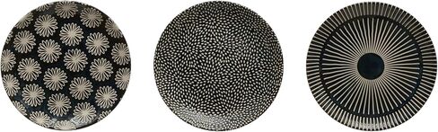 Creative Co-Op Small Stoneware (Set of 3 Patterns) Bowls, Navy in Kuwait