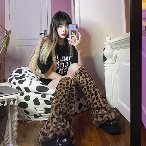 فو الفراء غامض تدفئة الساق للنساء Kawaii القوطي Y2K فروي Harajuku Gyaru اكسسوارات للفتيات الفخذ عالية in Saudi Arabia