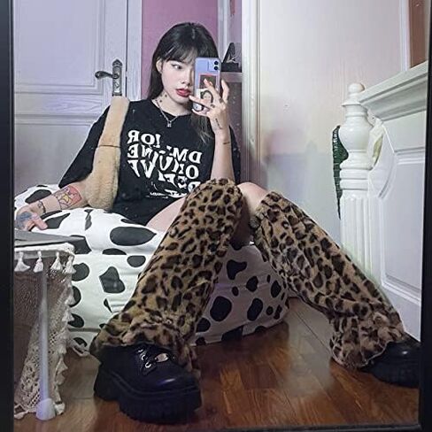 فو الفراء غامض تدفئة الساق للنساء Kawaii القوطي Y2K فروي Harajuku Gyaru اكسسوارات للفتيات الفخذ عالية in Saudi Arabia