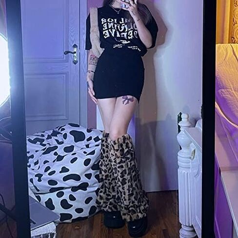 فو الفراء غامض تدفئة الساق للنساء Kawaii القوطي Y2K فروي Harajuku Gyaru اكسسوارات للفتيات الفخذ عالية in Saudi Arabia