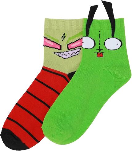 جوارب Bioworld Invader Zim 3D Gir and Zim النسائية للكاحل ربع دائرية in Saudi Arabia