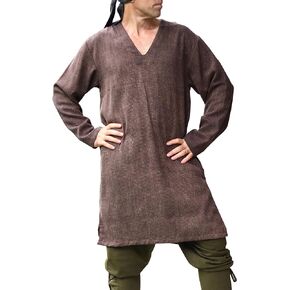 Long Viking Tunic Shirt V Collar Long Sleeve Hand Made in Cottons
