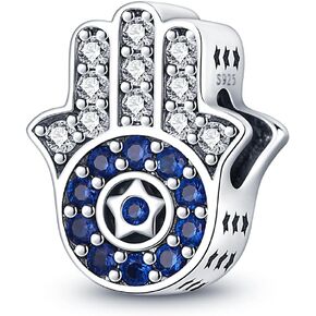 LNQOBU 925 Sterling Silver Charms for Bracelets Necklaces,5A Cubic Zirconias Evil Eye Dangle Beads Charms Jewelry Gift for Women (With one Spacer Beads Charms)