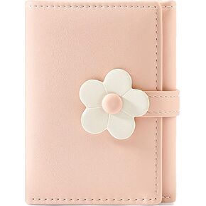 Flower Tri-Fold Wallet Cute Small Cash Wallets for Women Girls Slim Print Purse Cash Card Holder with Photo Window Trendy kawaii Youthful (Short-3-yellow)