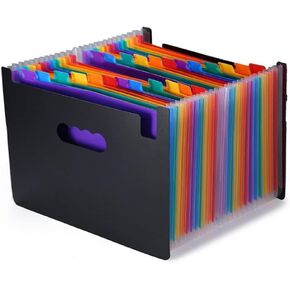24 Pockets A-Z Expanding File Folder - A5 Receipt Document Storage Organizer, Large Capacity Accordion Filing Wallet for Bill, Invoice, Card, Exam Paper (A5)