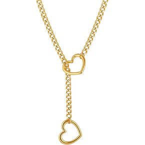 القلب زلة سلسلة القلائد للنساء، الفولاذ المقاوم للصدأ O-حلقة قلادة مجوهرات قابل للتعديل الوهق Y-قلادة مجوهرات هدايا للنساء السيدات in Kuwait