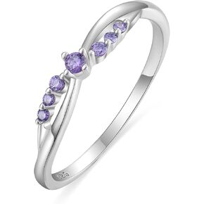 Stackable Ring for Women 925 Sterling Silver Infinity Ring Wedding Anniversary Band Birthstone Jewelry Size 5-10