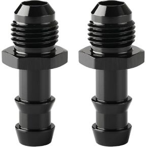 6AN Male Flare to 3/8 Hose Barb Straight Fitting Adapter Aluminum Black 2PCS