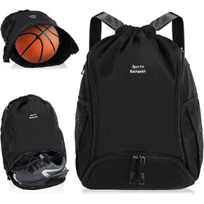 Sports Drawstring Backpack - Small String Gym Bag with Shoes Compartment and Waterproof for Women & Men, Lightweight Backpack for Beach Swim Workout
