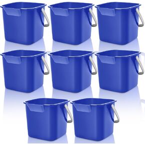 8 Pcs Red Sanitizing Bucket 3 Quart Cleaning Bucket Small Detergent Square Bucket, Spout and Handle Plastic Utility Cleaning Pail for Kitchen School Home Offices Commercial Use