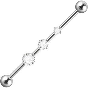 14G G23 Titanium Industrial Barbell Cartilage Earring Heart Star CZ Industrial Barbell Cartilage Earring Body Piercing Jewelry for Women Mens