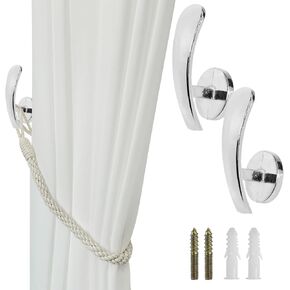 2pcs Curtain Holdbacks Hooks for Wall Mounted,Clothes Key Hook Bathroom Bedroom Multi-Function Decorative Hook (White)