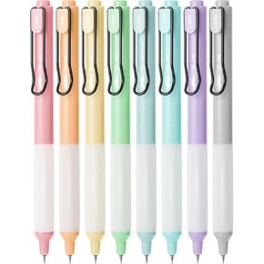 Mr. Pen- Retractable Gel Pens, 8 Pack, Black Ink Gel Pens, Pastel Barrels, Fast Dry, Gel Pens Fine Point 0.5mm, Retractable Pens, Cute Pens, Gel Ink Pens, Aesthetic Pens for Journaling Fine Tip Pens