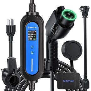 Level 2 EV Charger, Portable EV Charger Station for Outdoor/Indoor, Adjustable 6-16Amp Electric Car Charger Station (NEMA 6-20 NEMA 5-15 Adapter, 110-240V 25FT with EV Charger Holder)