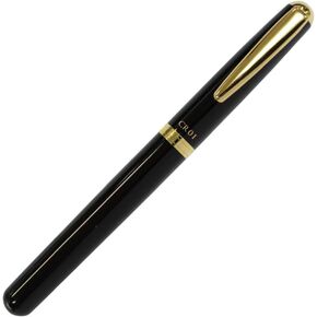 オート OHTO CR01 Gold Parts Model Ceramic Roller Pen, 0.5mm Fine Point, Aluminum Barrel with Gold-Plated Brass, Black Finish, Non-Dry Technology, Water-Based Black Ink, CR01-05-GBK