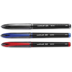 Uniball Air 3 Pack in Assorted, 0.5mm Micro Rollerball Pens, Try Gel Pens, Colored Pens, Office Supplies, Colorful Pens, Blue Pens Ballpoint Pens, Fine Point, Smooth Writing Pens
