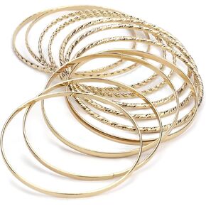 12pcs Boho Bangles for Women, Silver Bracelets Stackable Bracelets Trendy Layered Bangles for Women Girls Jewelry Gifts