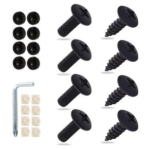 8 PCS Car US Standard License Plate Mounting Screw Kit, M6 304 Stainless Steel Anti-Rust Anti-Noise Cross-Slotted Car License Plate Frame Fixing Screws, Replacement Parts, for Cars (Black)