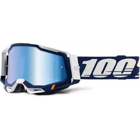 100% Racecraft 2 Mountain Bike & Motocross Goggles - MX and MTB Racing Protective Eyewear (CONCORDIA - Mirror Blue Lens)