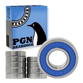 PGN (10 Pack) R8-2RS Bearing - Lubricated Chrome Steel Sealed Ball Bearing - 1/2"x1-1/8"x5/16" Bearings with Rubber Seal & High RPM Support