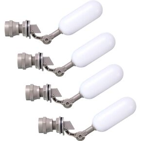 4 Pieces 1/2 Inch Float Ball Valve Plastic Water Float Valve Mini Plastic Float Valve with Adjustable Arm for Automatic Water Level Control of Water Tank