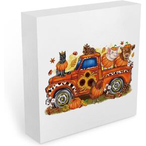 Gnomes Decorations for Home Rustic Wooden Box Sign, Fall Decor Home Farmhouse Decor, Gnome Decor Autumn Decor Sunflower Pumpkin Harvest Decor, Shelf Table Tiered Tray Decor Bedroom Office Decorations