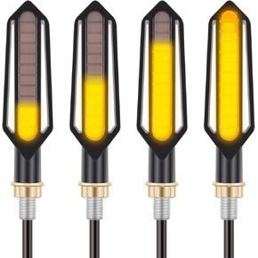 Kinstecks 4PCS Motorcycle Indicators Flowing Turn Signal Lights Motorbike Turning Indicators 12V 12LED for Motorcycle Motorbike LED Amber