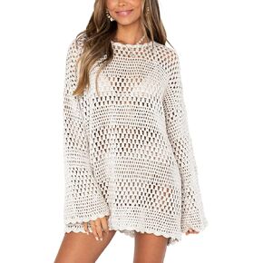 Crochet Dress Coverup for Women Bathing Suit Cover Ups Hollow Out Beachwear