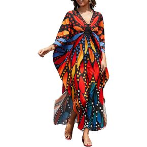 Bsubseach Kaftan Dresses for Women Plus Size Bathing Suit Cover Up V Neck Long Beach Caftan Dress