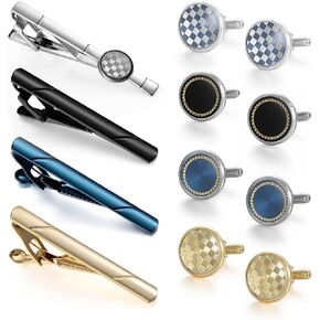 UJOY Cufflinks and Tie Clips Set 12 PCS for Men, Formal Business Shirts Dress Necktie Pin Bars Cuff Link Buttons Packed in Case