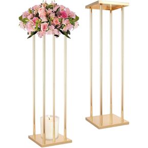 2 Pcs Wedding Centerpieces for Tables Vase Stand, 31.5in Tall Vases Geometric Rectangular Tables Centerpieces Reception Geometric Flower Vase Rack for Wedding Decorations, Birthday, Event