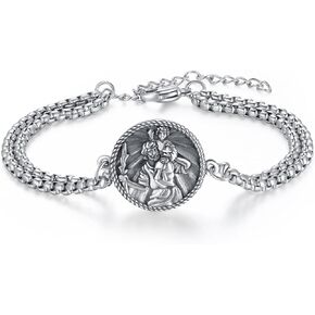 St Christopher Bracelet for Men Women Saint Christopher Bracelet Patron Saint Bracelet Silver Religious Bracelet for Men Women