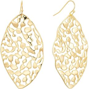 Sylph 18K Gold Gold Statement Earrings for Women Leaf Drop Dangle EarringsLong Hanging Earrings Large Geometric Dangle Earrings Bohemian Earrings